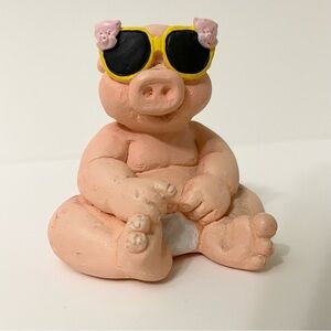 Vintage Wetherbee Pig Figurine wearing Sunglasses Figure
